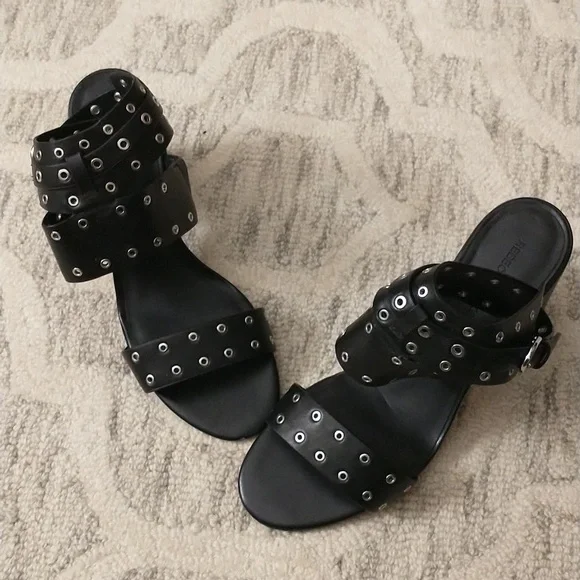 Rebecca Minkoff Black Leather Sandals - Picture 4 of 12